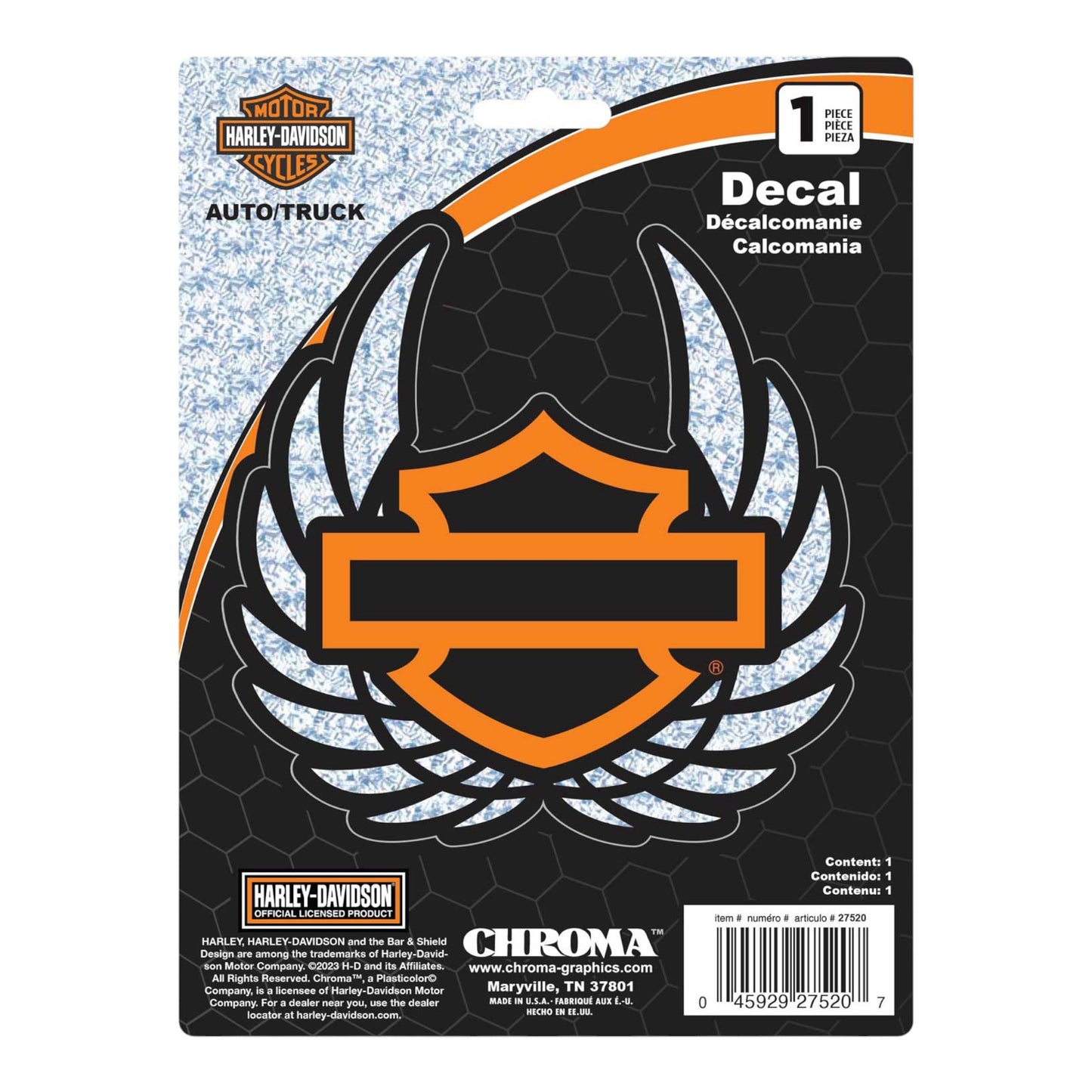 H-D B&S HOLOGRAPHIC WINGS DECAL