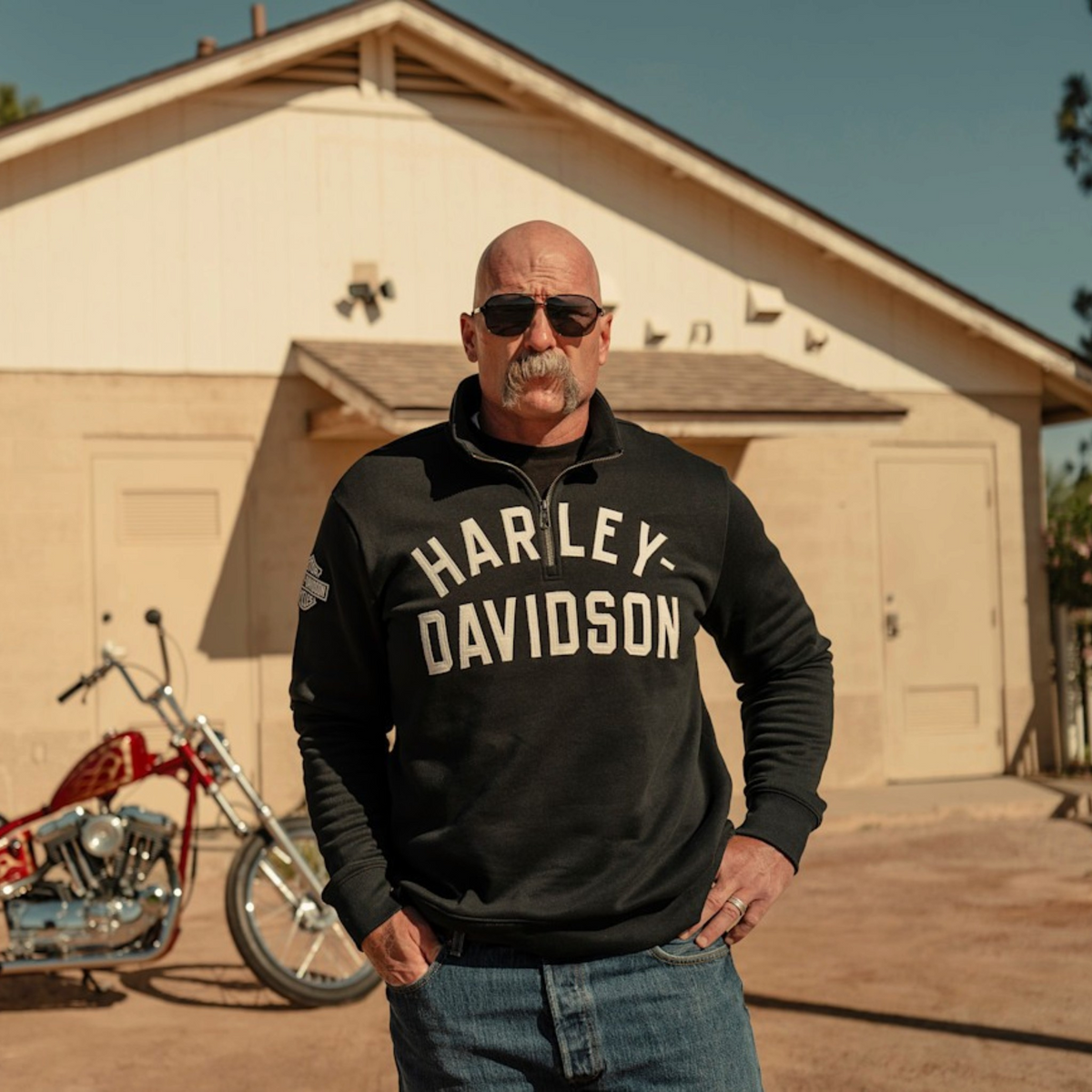 H-D ESSENTIAL 1/4 ZIP PULLOVER FLEECE - BLK