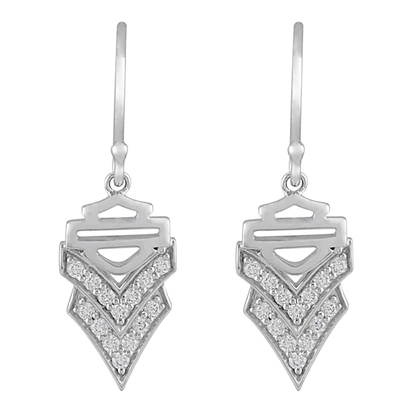 CHEVRON BLING WHITE STONE DROP EARRINGS
