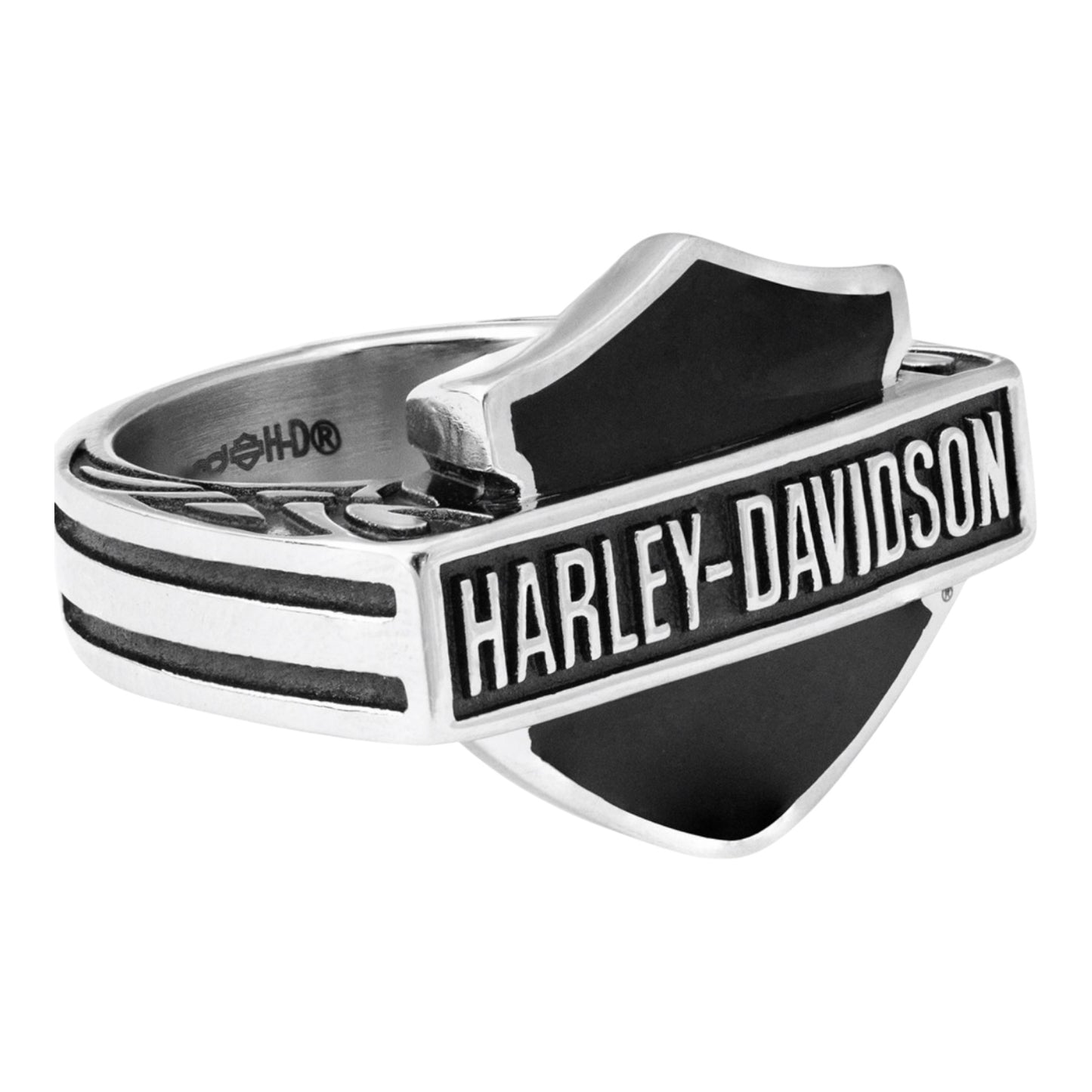 LARGE BLACK CELTIC ENAMEL SIGNET RING