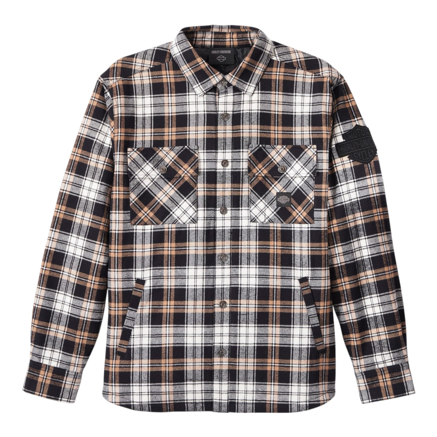 SHIRT-WOVEN, TAN PLAID