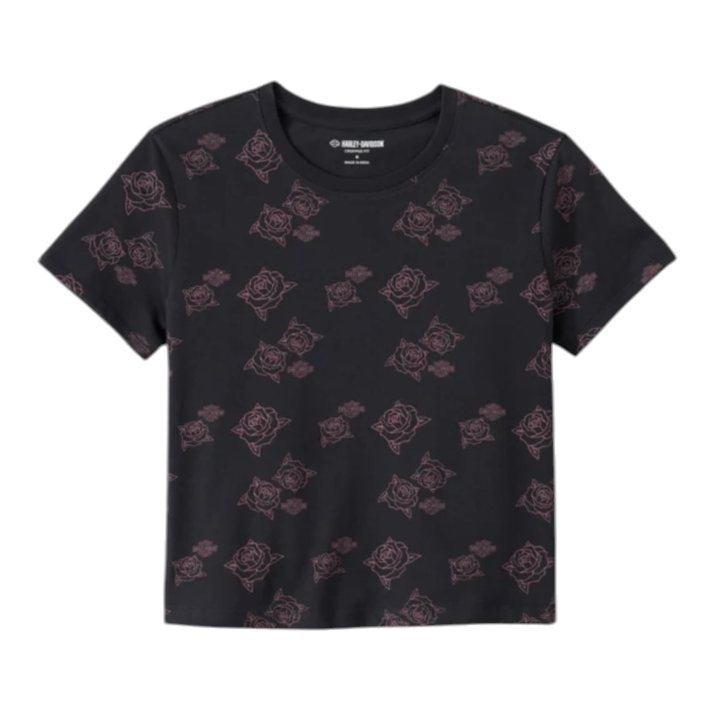 TOP-KNIT,BLACK/PINK PRINT