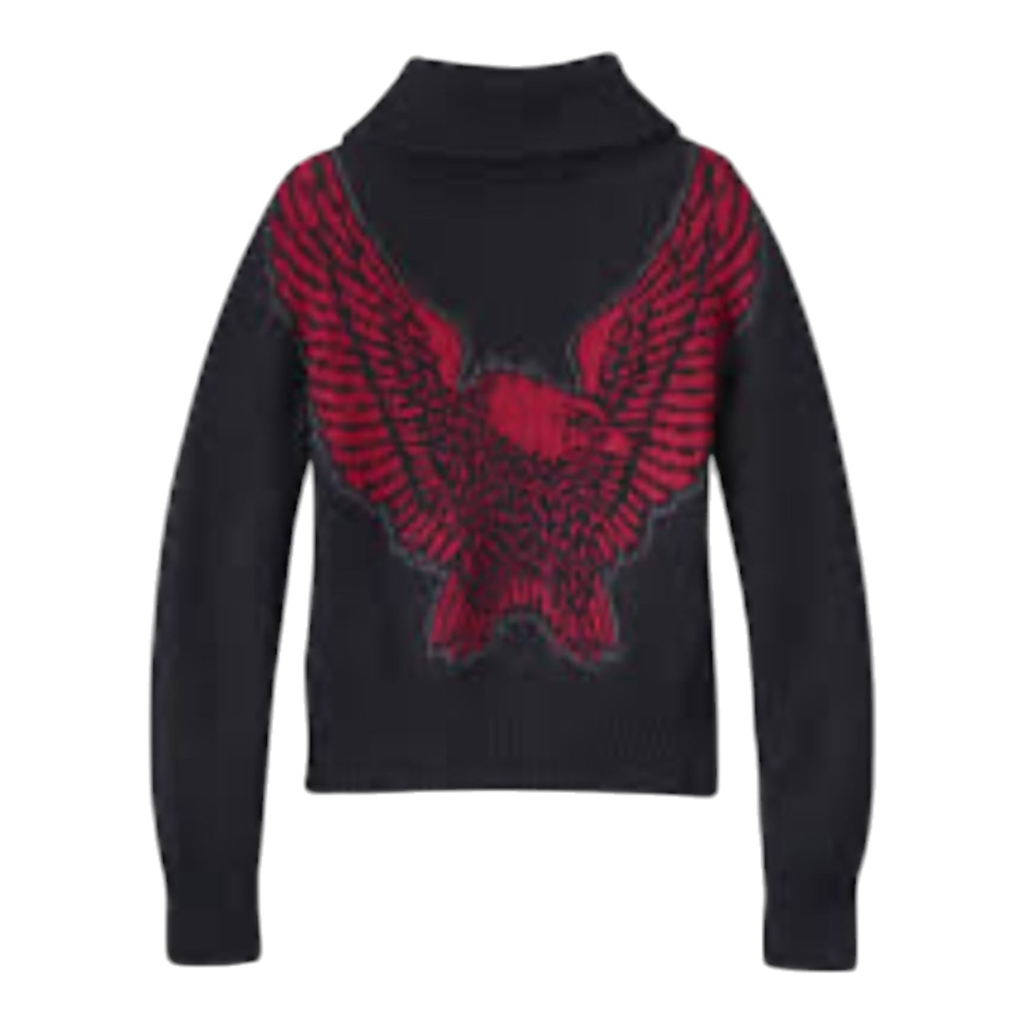 EAGLE ZIP UP SWEATER - BLACK/RED