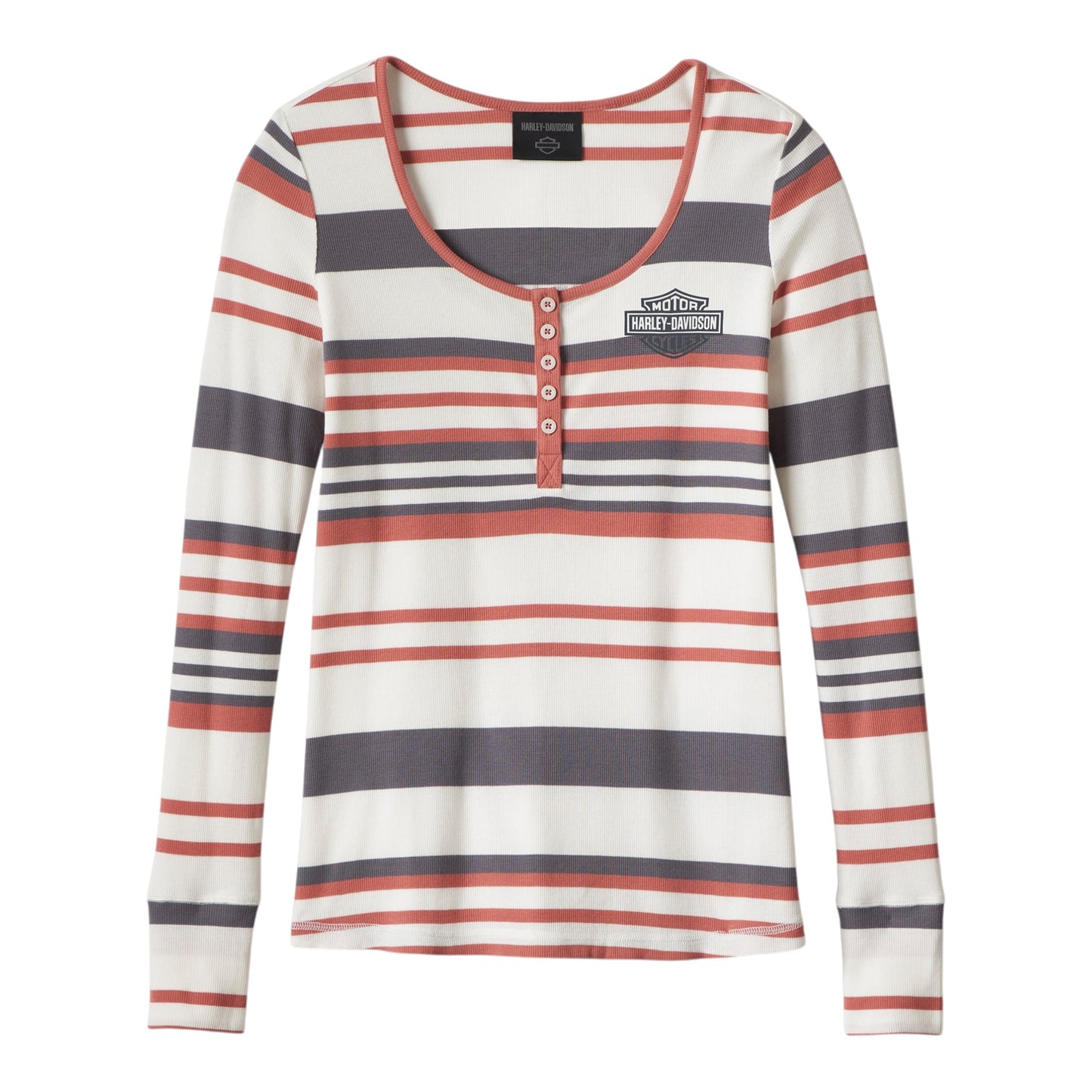 HENLEY-KNIT, PINK STRIPE