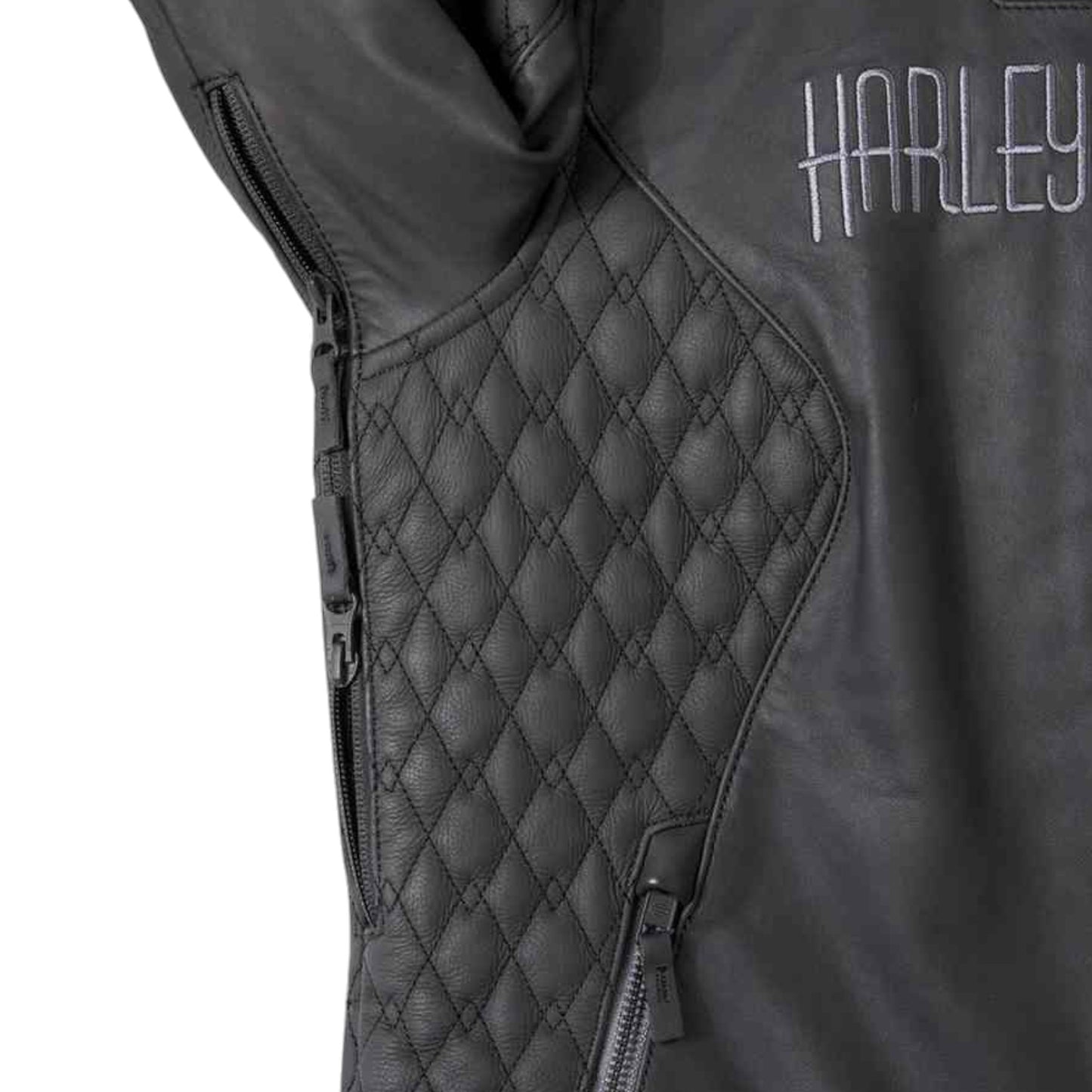 WOMEN'S WILLIE G SKULL GRAPHIC LEATHER RIDING JACKET - BLACK