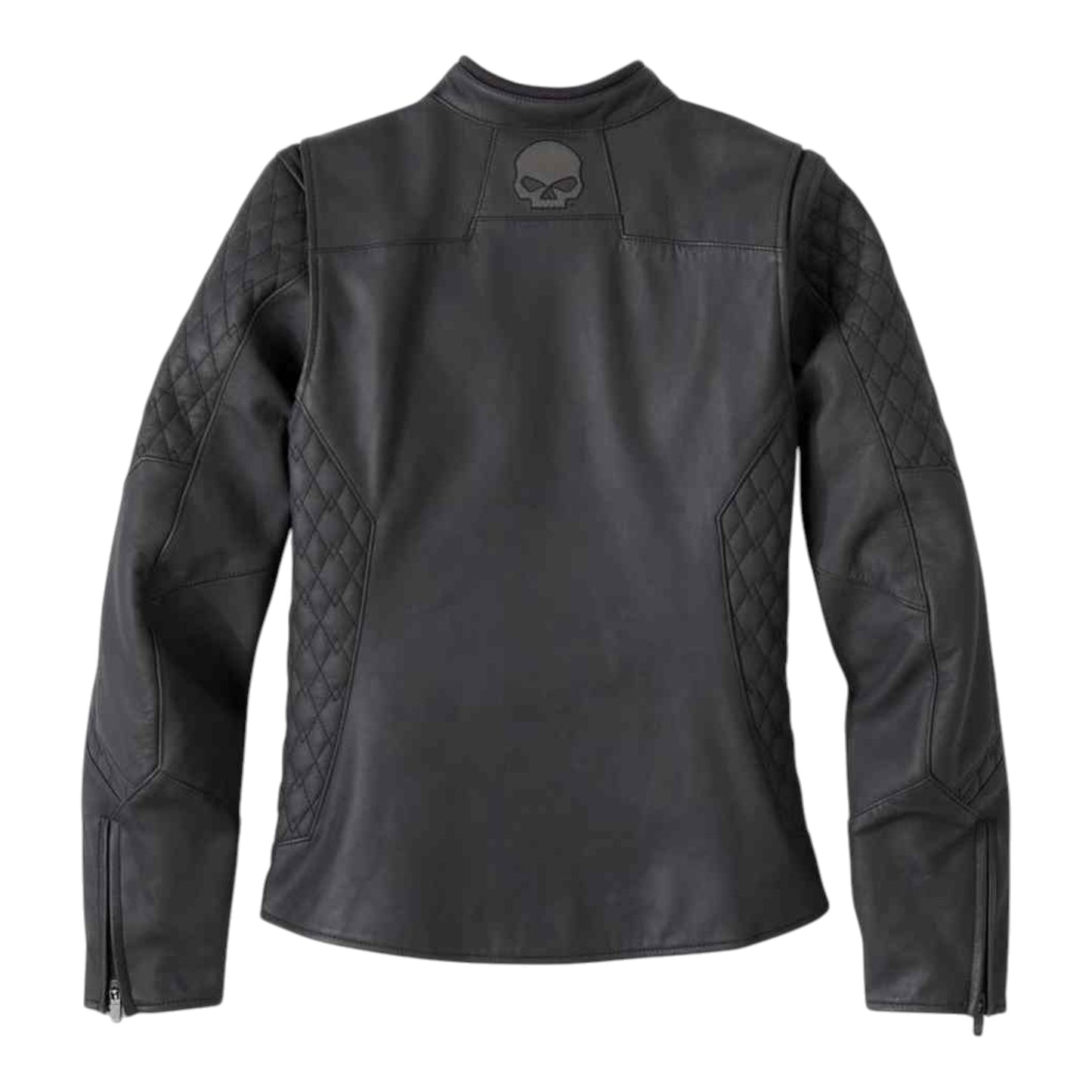 WOMEN'S WILLIE G SKULL GRAPHIC LEATHER RIDING JACKET - BLACK