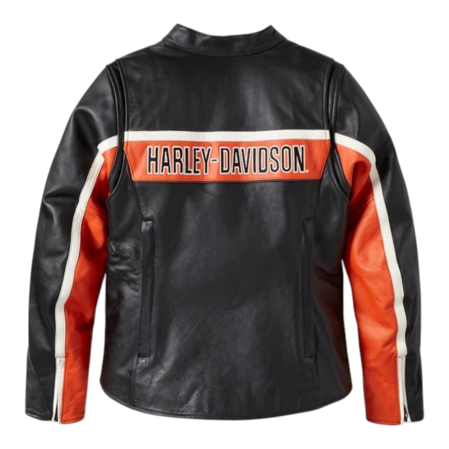 H-D TRENTON LEATHER RIDING JACKET - BLACK/ORANGE