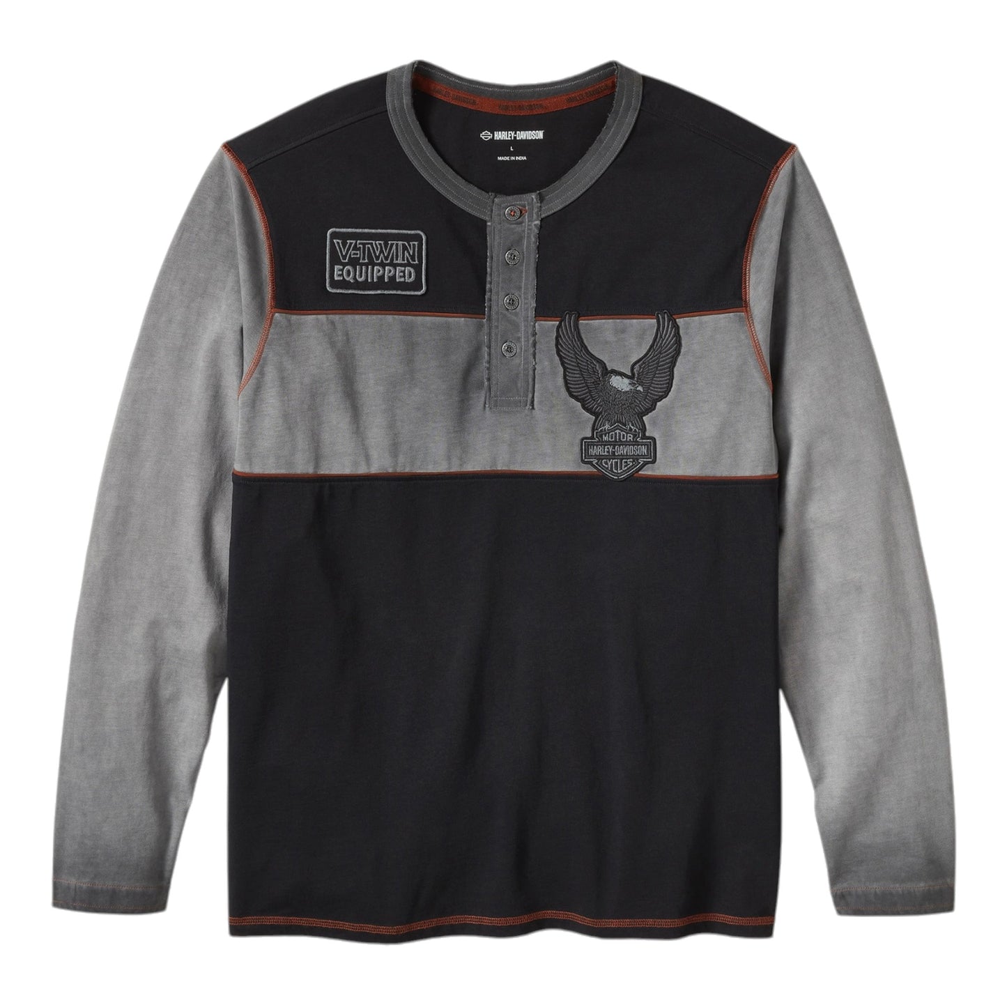 IRON BOND 2 HENLEY - COLORBLOCK BLACK/GREY