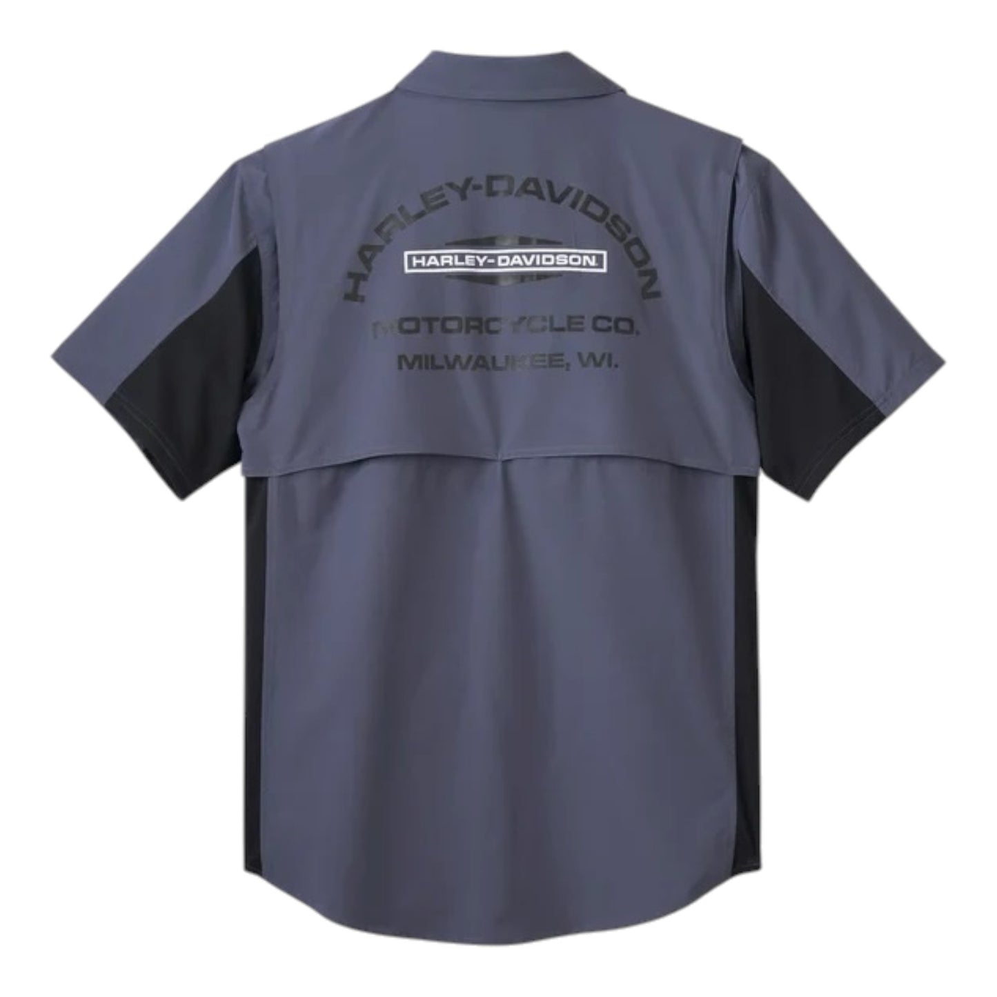 MEN'S H-D TECH MLWAUKEE SHORT SLEEVE SHIRT - COLORBLOCK BLACK/GREY BLUE