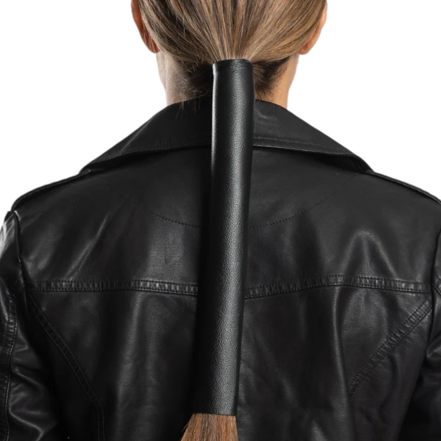 12'' EXTRA LONG BLACK LEATHER HAIR GLOVE - BLACK