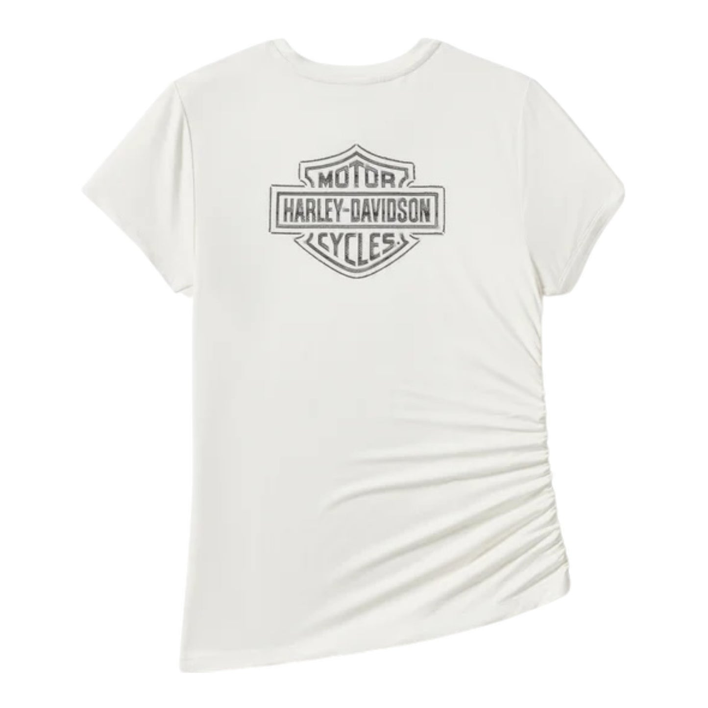 ESSENTIAL BLING RUCHED SHORT SLEEVE TOP - WHITE