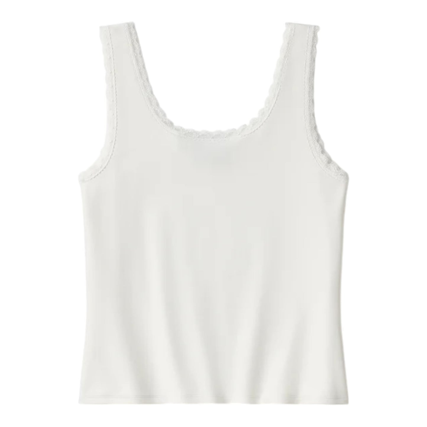 ESSENTIAL BLING LACE TRIM TANK - WHITE