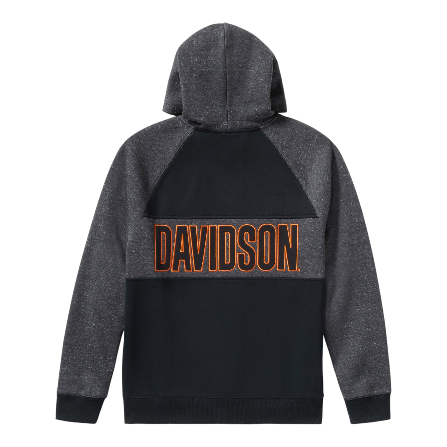 BAR FONT COLORBLOCK PULLOVER HOODIE - BLACK HEATHER