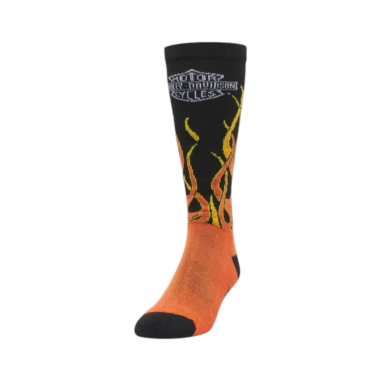 H-D MEN'S BAR & SHIELD FLAMES RIDING MID-CALF SOCKS - BLACK