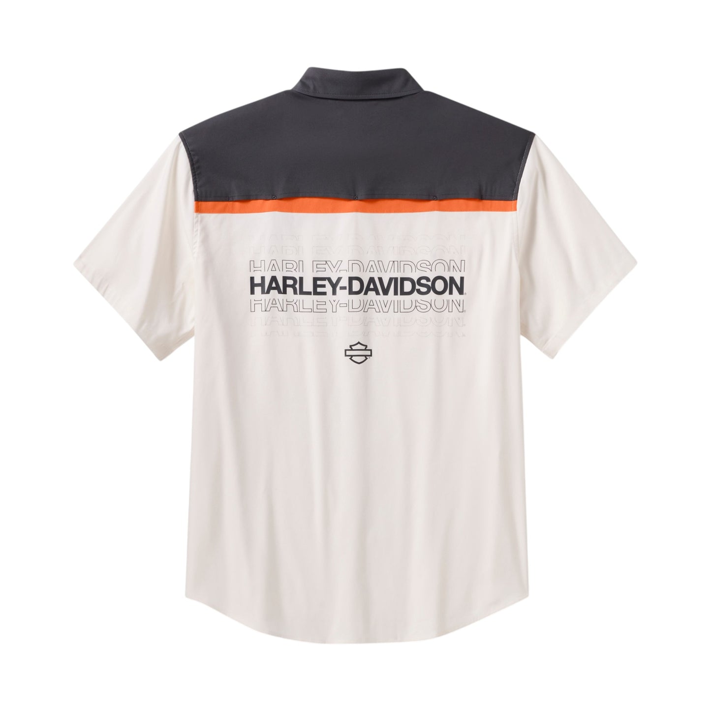 H-D TECH COOLMAX COLORBLOCK SHIRT - WHITE/BLACK/ORANGE