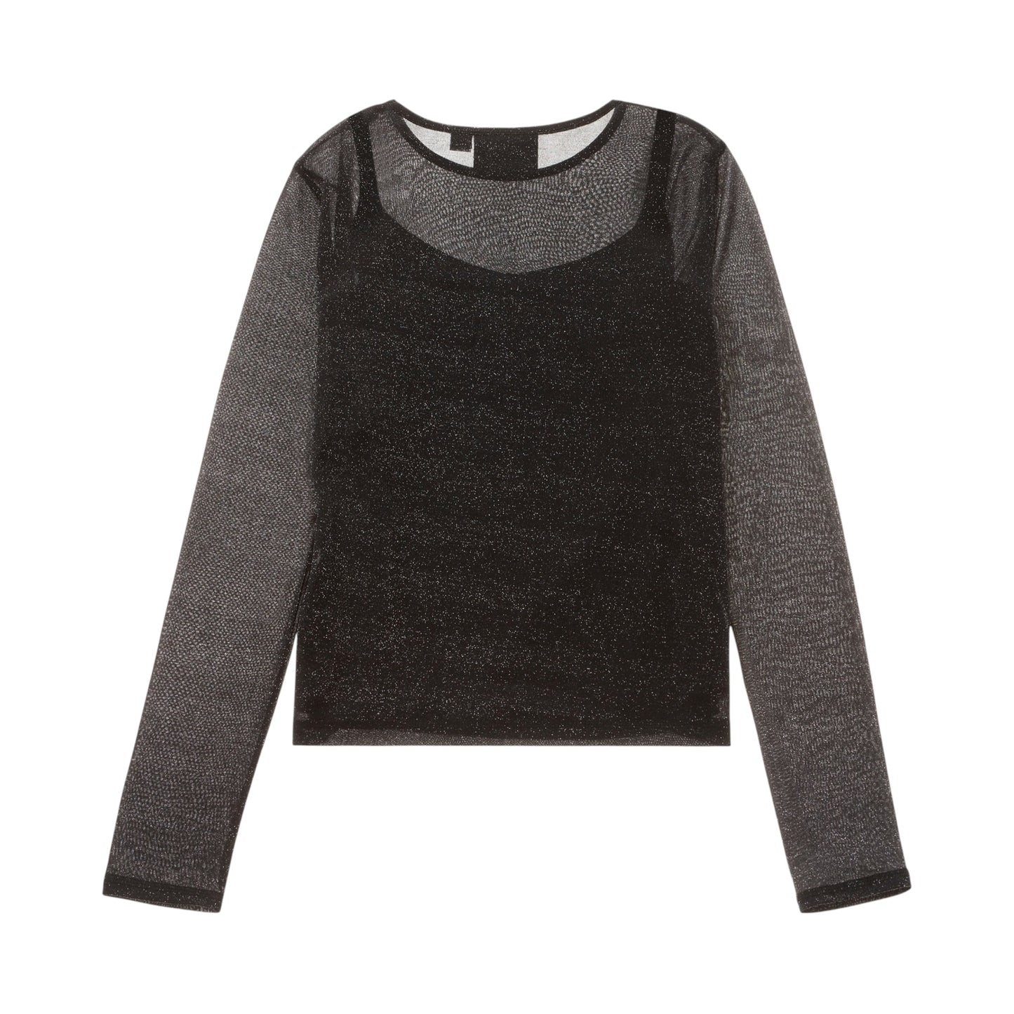 METALLIC DAGGER MESH LONG SLEEVE TOP