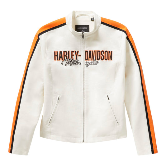 ESSENTIAL BLOCK FONT JACKET - WHITE/ORANGE