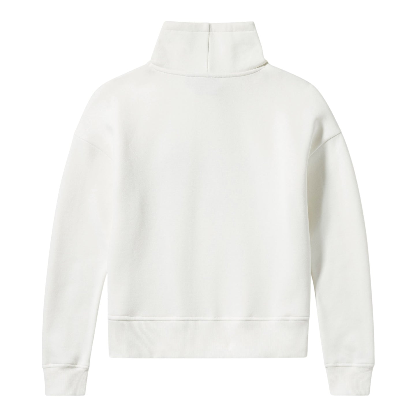 ESSENTIAL BAR & SHIELD FUNNEL NECK PULLOVER- WHITE