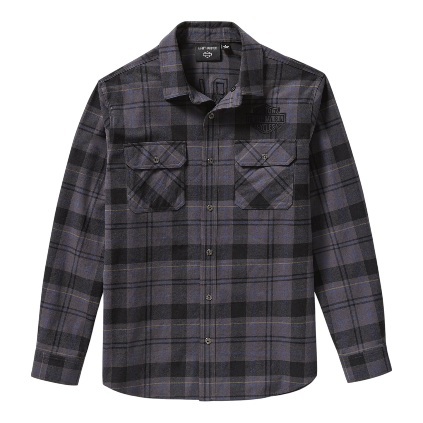 RACER FONT YARN DYED PLAID SHIRT - BLACK/GREY