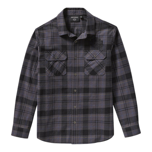 RACER FONT YARN DYED PLAID SHIRT - BLACK/GREY
