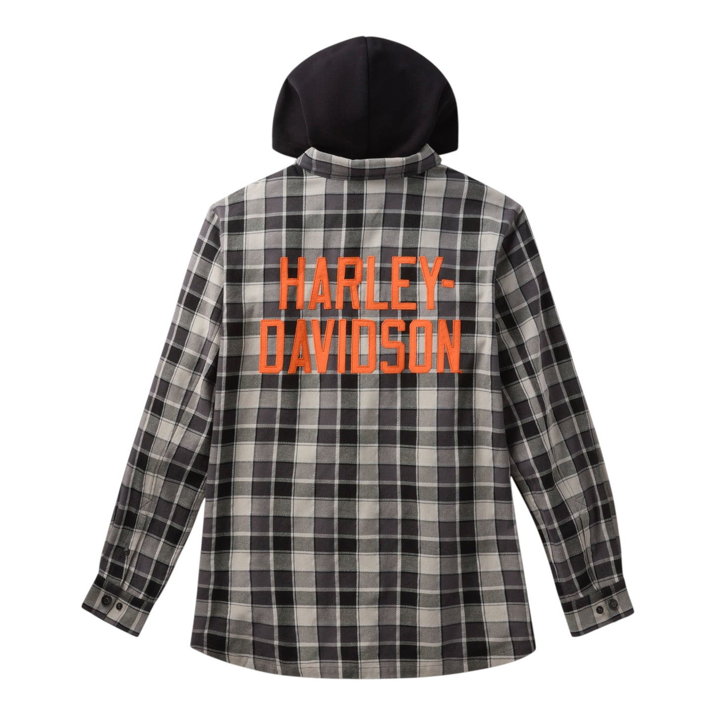 HOODED PLAID LONG SLEEVE SHIRT
