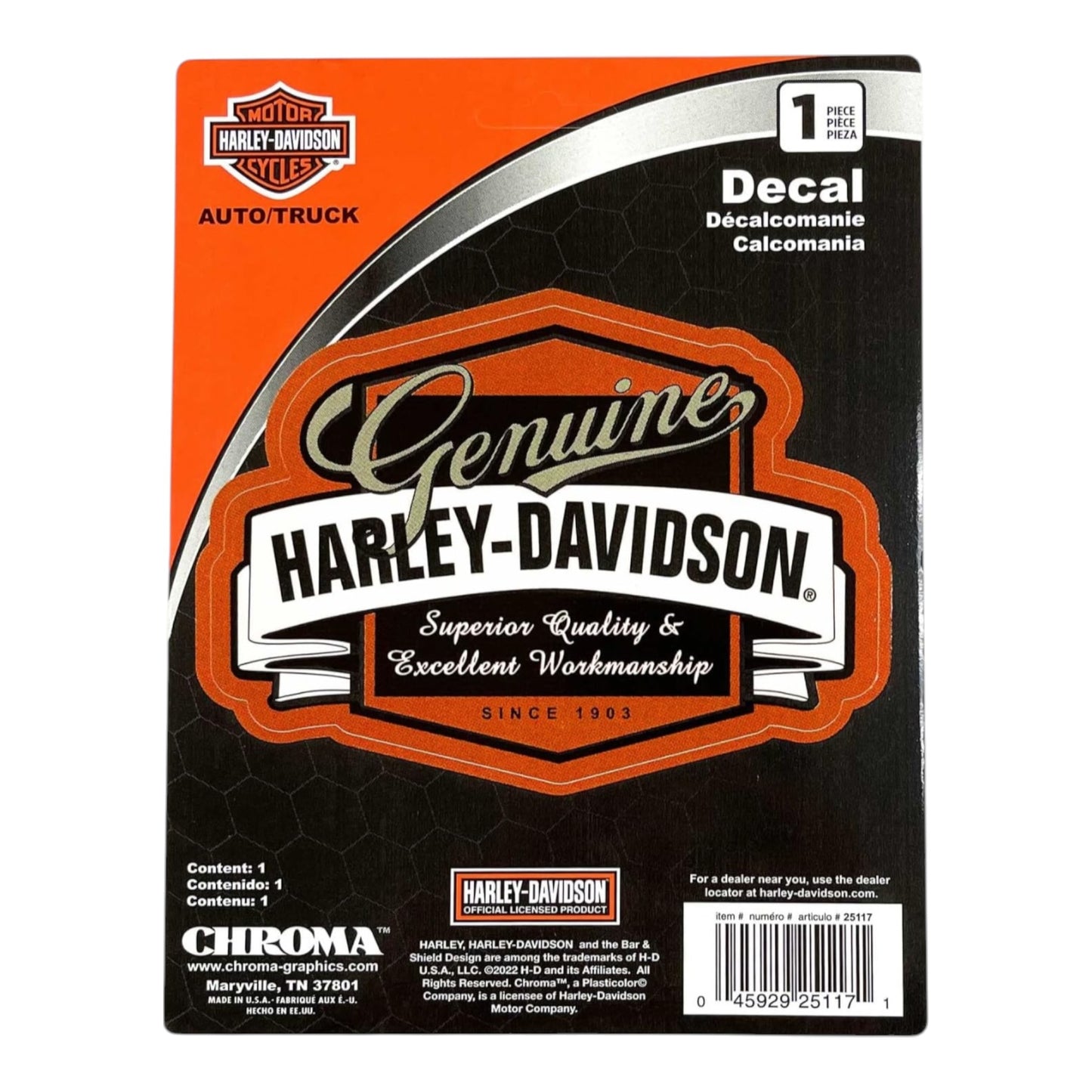 H-D GENUINE SUP QUALITY DECAL