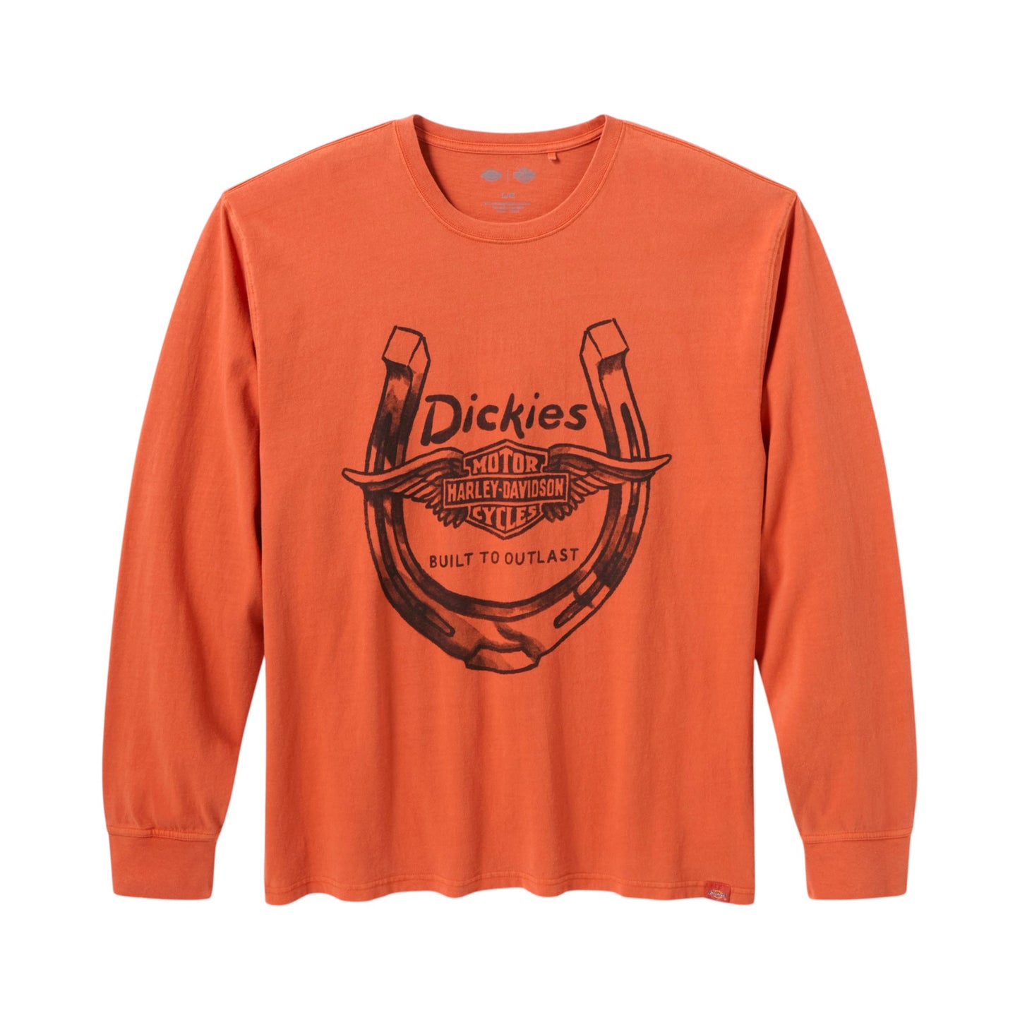 MEN'S DICKIES X HD WINGED HORSESHOE LONG SLEEVE TEE - ORANGE
