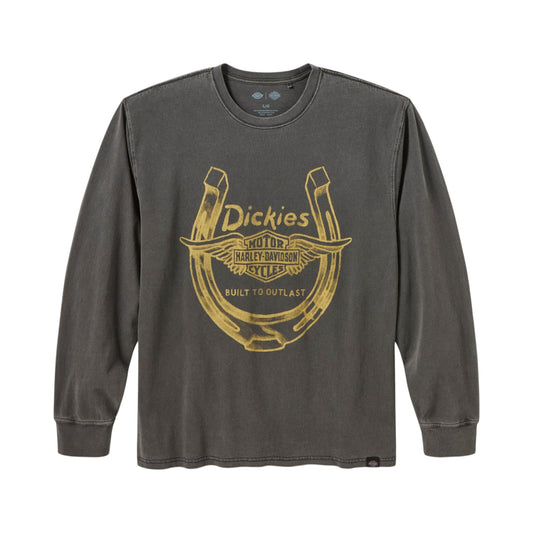 MEN'S DICKIES X HD WINGED HORSESHOE LONG SLEEVE TEE - GREY