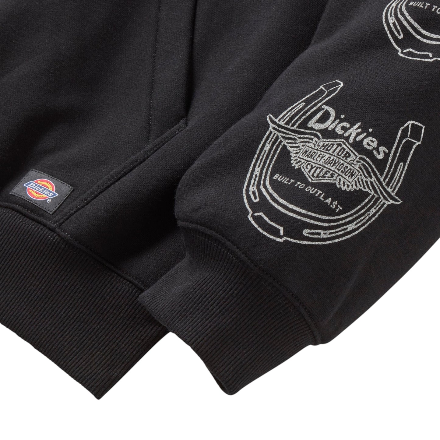 DICKIES X HD WINGED HORSESHOE OVERSIZED PULLOVER HOODIE - BLACK