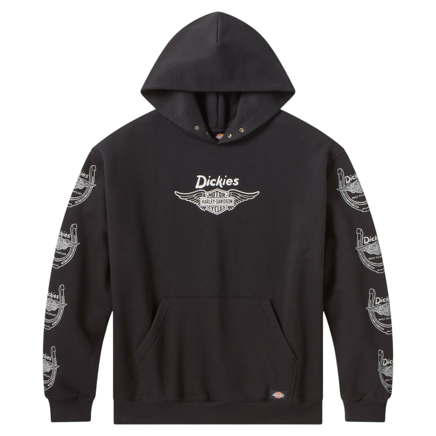 DICKIES X HD WINGED HORSESHOE OVERSIZED PULLOVER HOODIE - BLACK