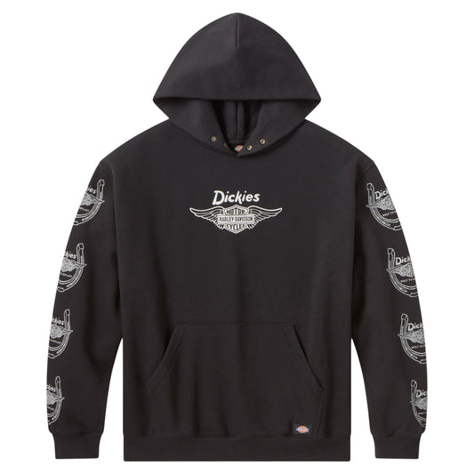 DICKIES X HD WINGED HORSESHOE OVERSIZED PULLOVER HOODIE - BLACK