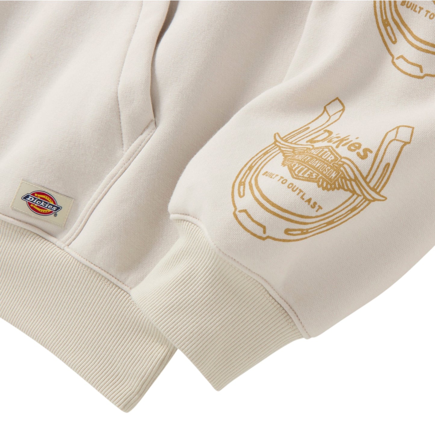DICKIES X HD WINGED HORSESHOE OVERSIZED PULLOVER HOODIE - OFF WHITE