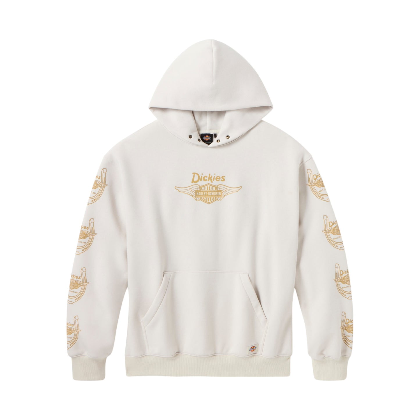 DICKIES X HD WINGED HORSESHOE OVERSIZED PULLOVER HOODIE - OFF WHITE