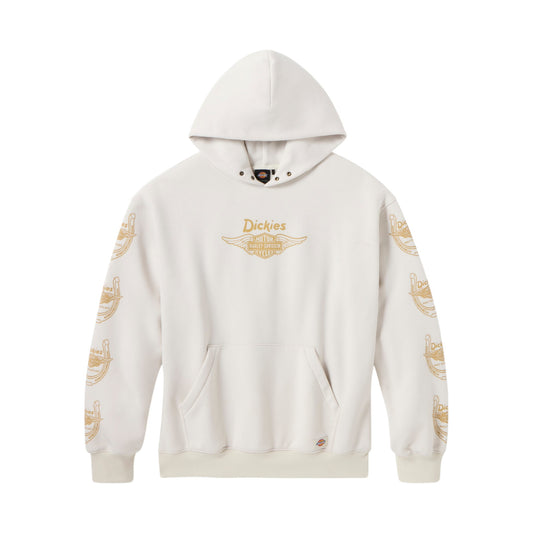 DICKIES X HD WINGED HORSESHOE OVERSIZED PULLOVER HOODIE - OFF WHITE