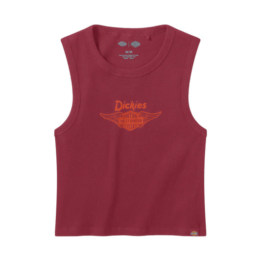 WOMEN'S DICKIES X HD WINGED B&S RIBBED TANK - RED