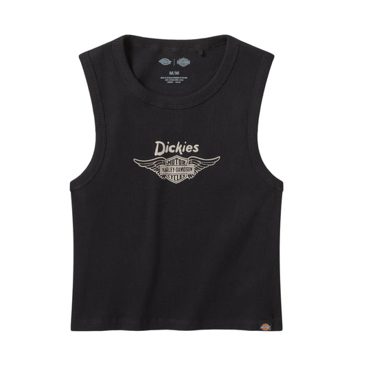WOMEN'S DICKIES X HD WINGED B&S RIBBED TANK - BLACK