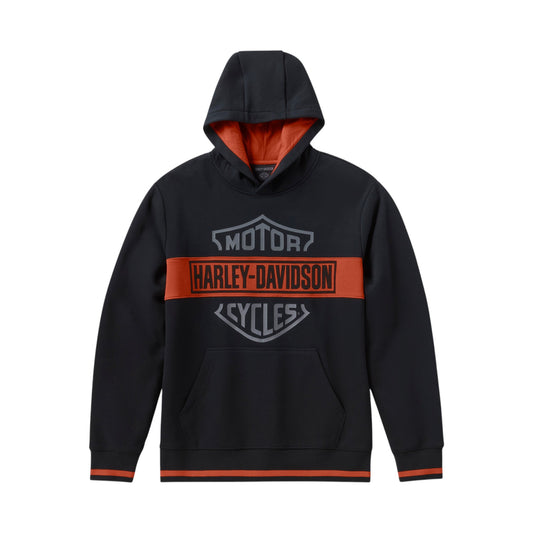 H-D ESSENTIAL BAR & SHIELD HOODIE - BLACK/GREY/ORG