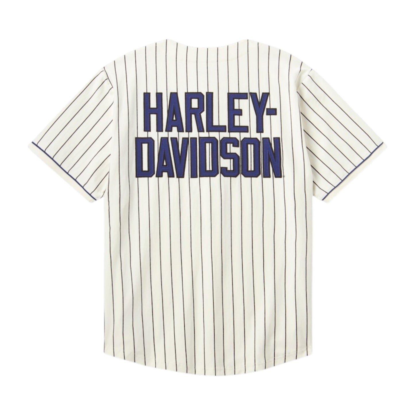 H-D ESSENTIAL PINSTRIPE BASEBALL JERSEY - WHITE/BLUE
