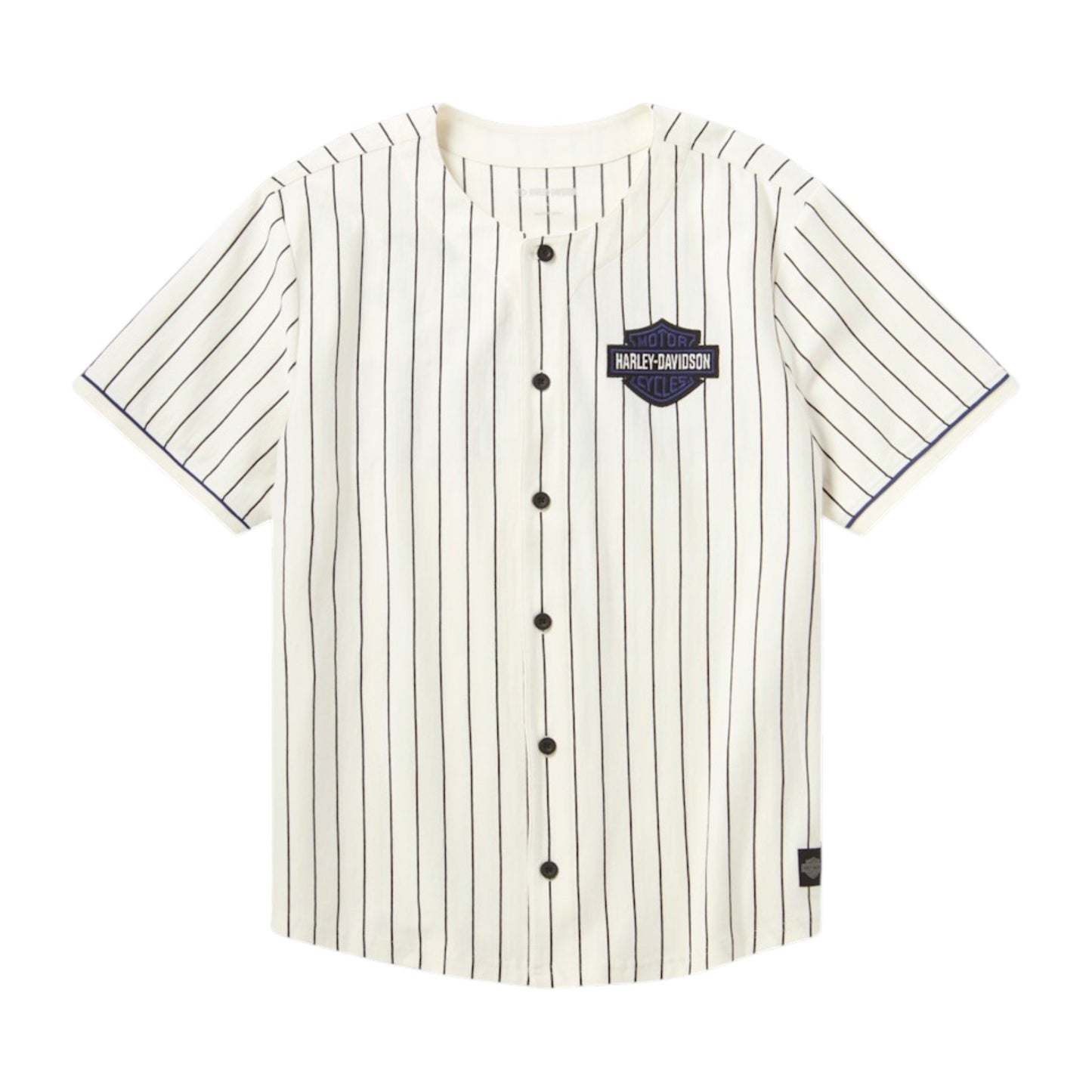 H-D ESSENTIAL PINSTRIPE BASEBALL JERSEY - WHITE/BLUE
