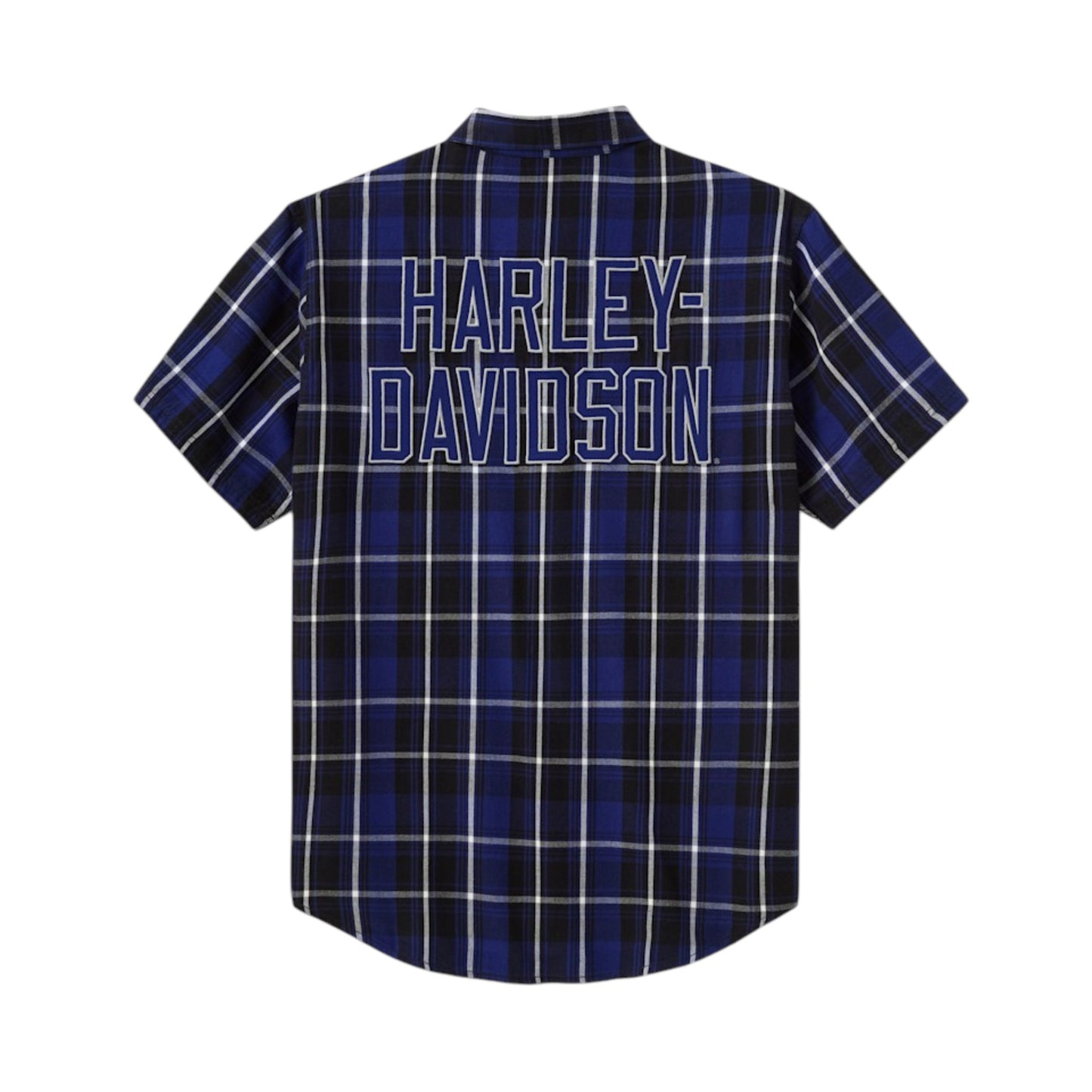 H-D ESSENTIAL SHORT SLEEVE PLAID SHIRT - BLUE