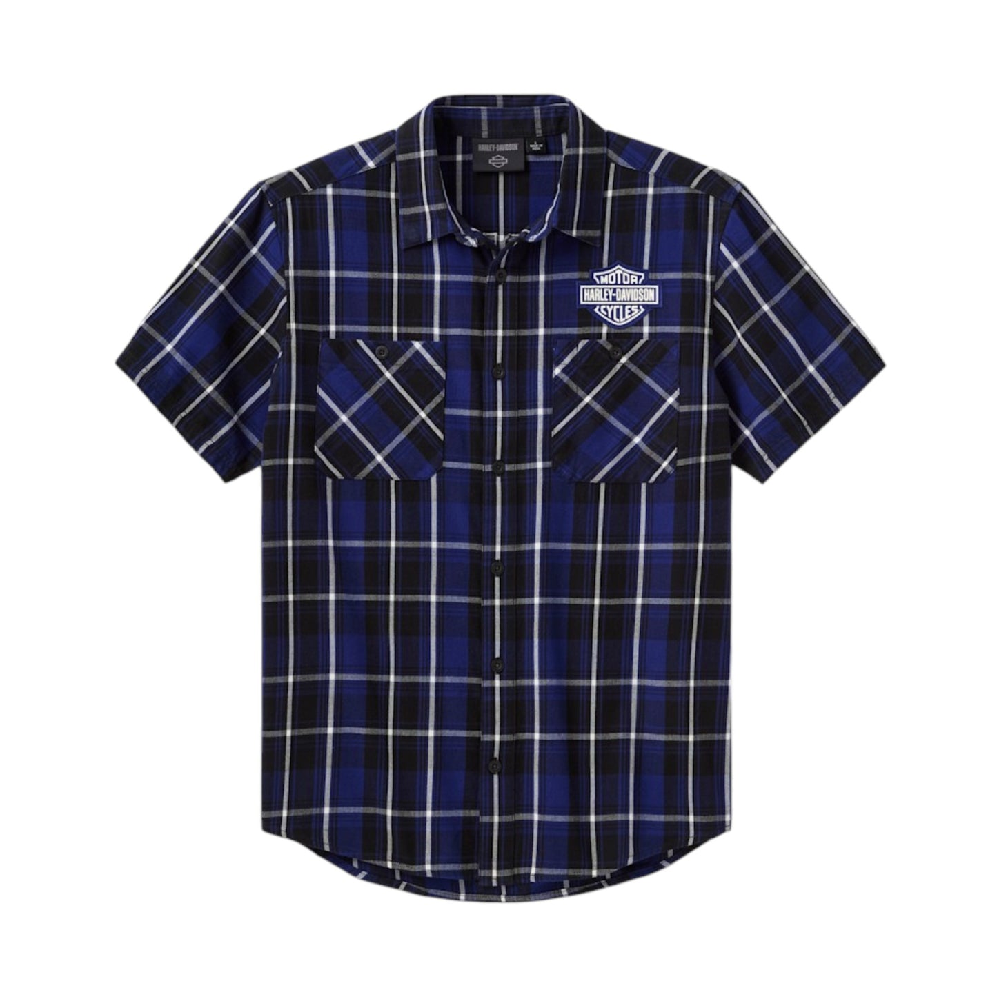 H-D ESSENTIAL SHORT SLEEVE PLAID SHIRT - BLUE