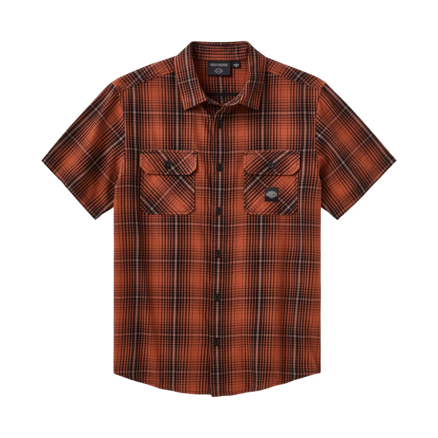 VINTAGE PLAID SHORT SLEEVE SHIRT - ORANGE