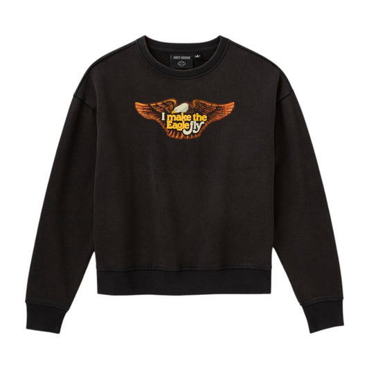 VINTAGE I MAKE THE EAGLE FLY CREW - BLACK