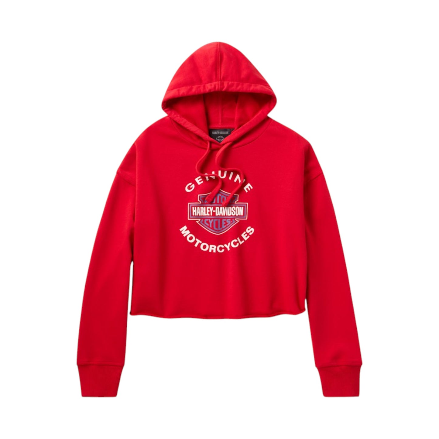 H-D ESSENTIAL RAW-EDGE HOODIE - RED