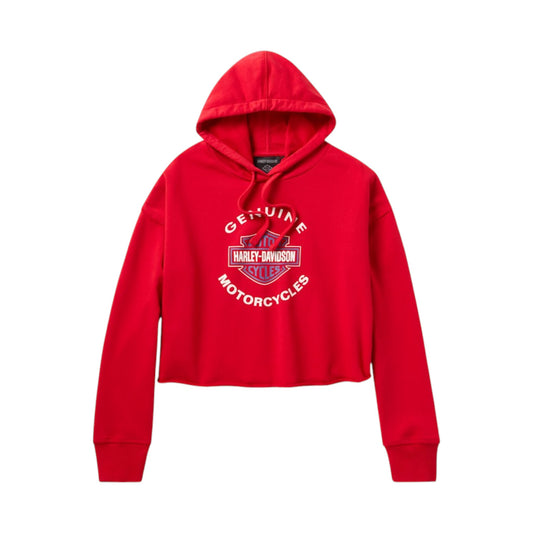H-D ESSENTIAL RAW-EDGE HOODIE - RED