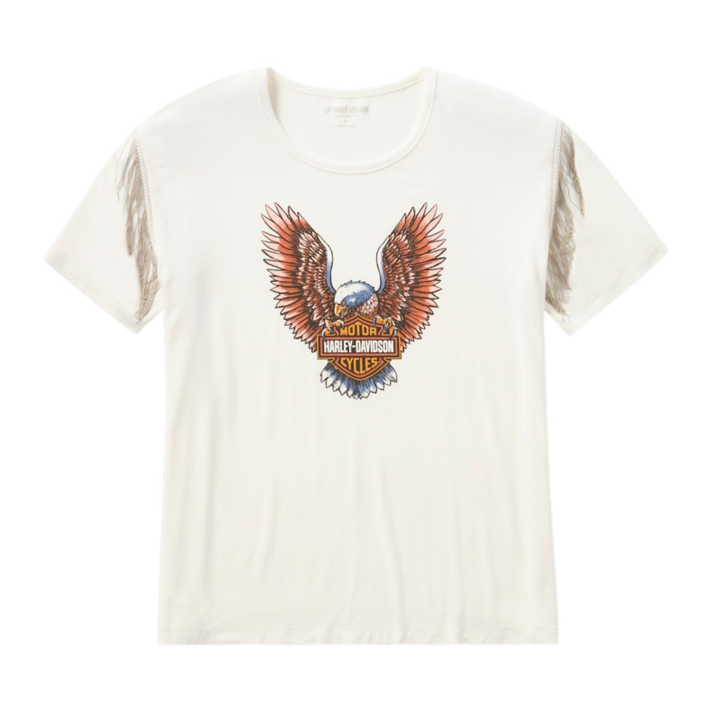 VINTAGE FRINGE UPSWEPT EAGLE TEE - WHITE