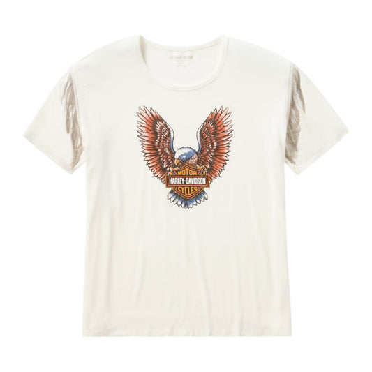 VINTAGE FRINGE UPSWEPT EAGLE TEE - WHITE