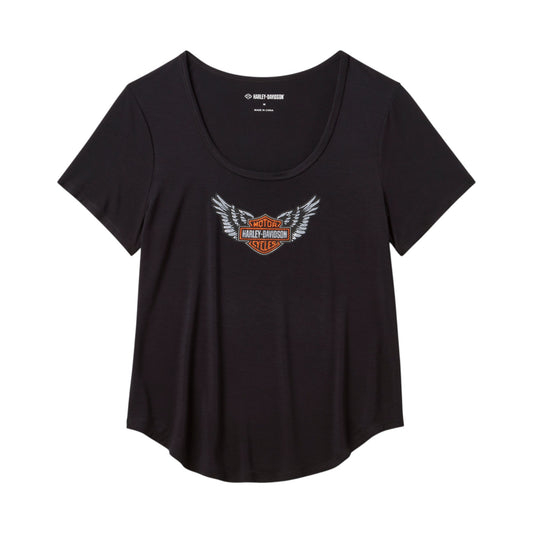 WINGED BLING SCOOP NECK TEE