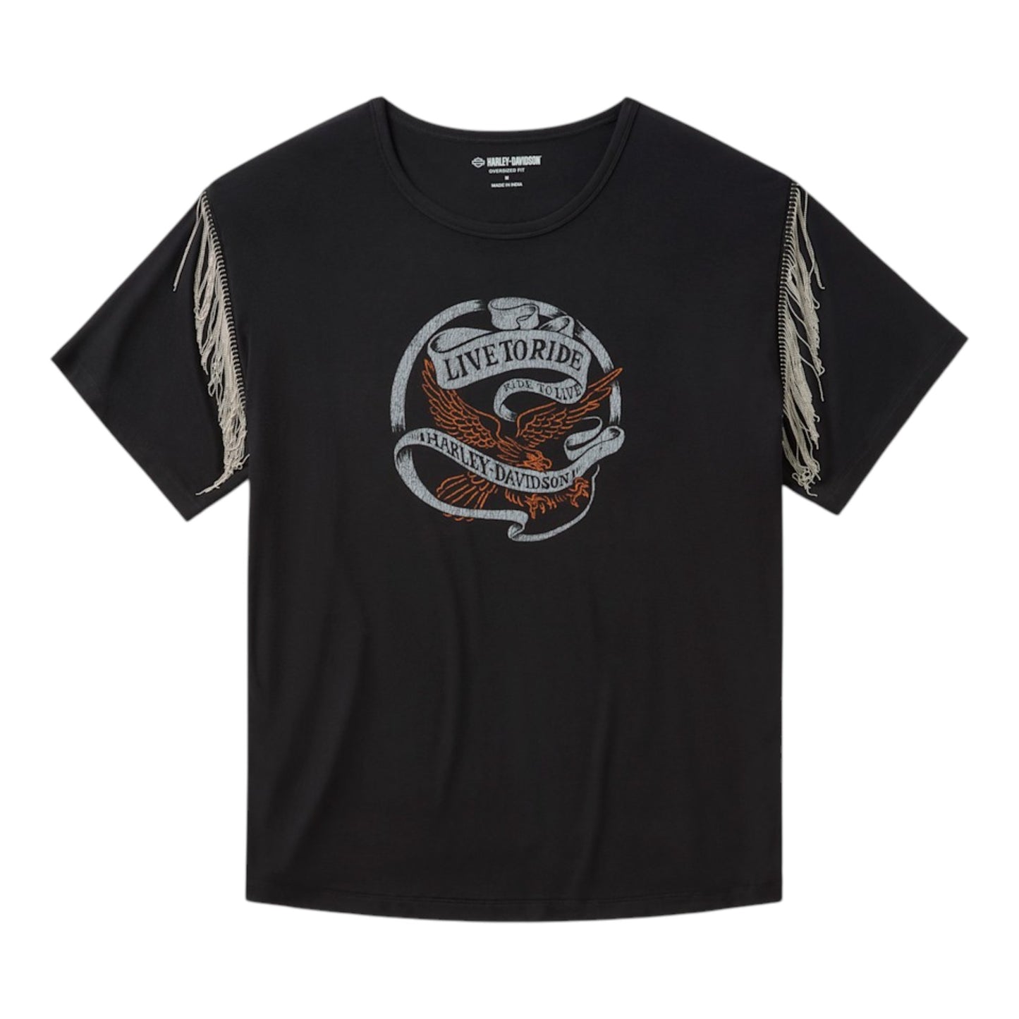 VINTAGE FRINGE LIVE TO RIDE TEE - BLACK