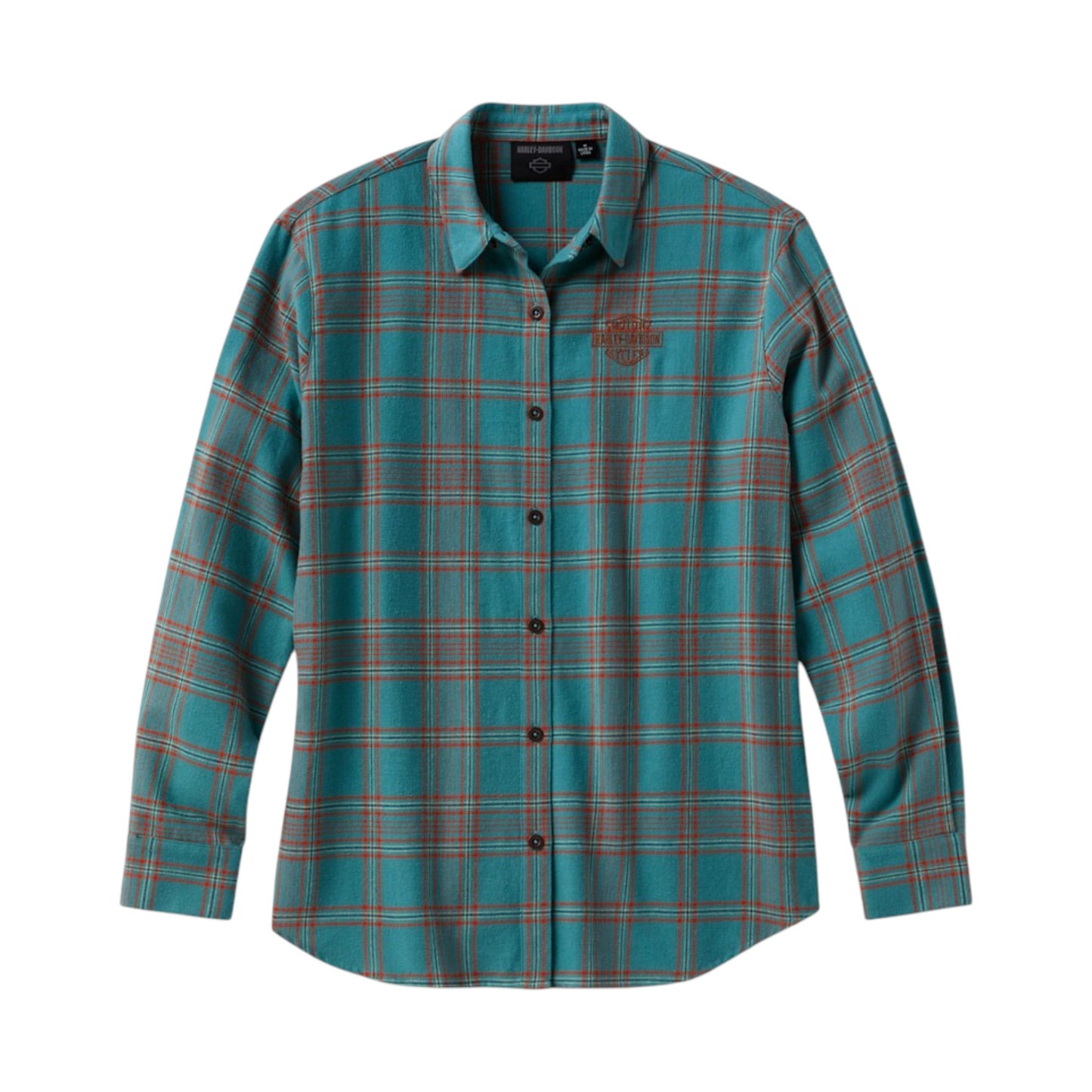 VINTAGE FRINGE PLAID SHIRT - TEAL/ORANGE